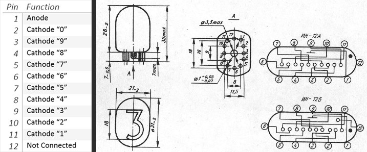 IN12A nixie pins